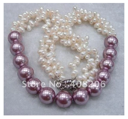 

Beautiful pearl and shell bead necklace Free Shipping