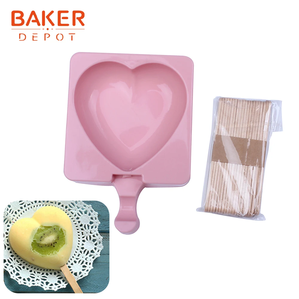 BAKER DEPOT силиконовая машина для мороженого сердце замороженный ледяной куб лоток