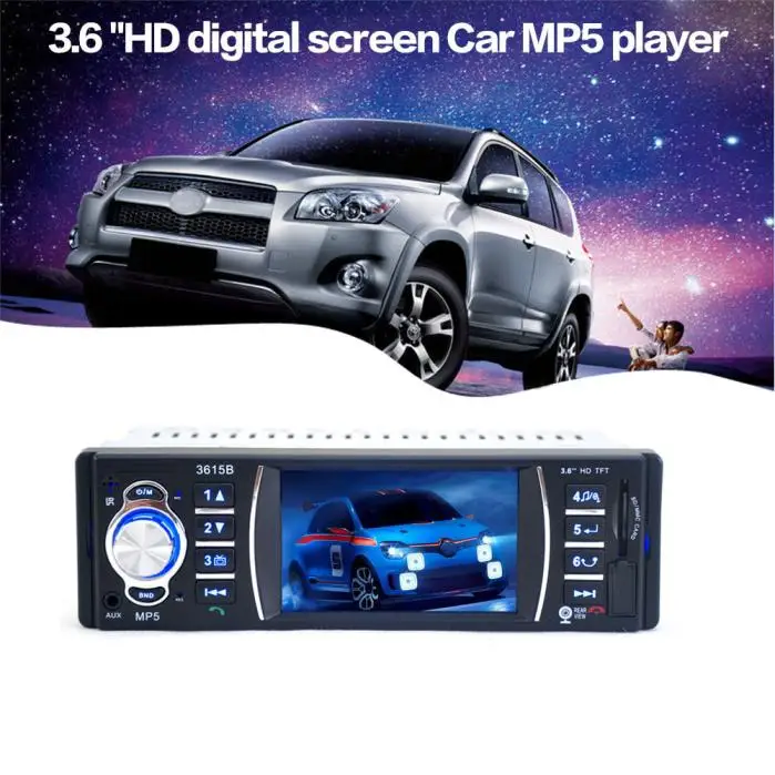 

Bluetooth Car Stereo Audio In-Dash Aux Input Receiver SD/USB MP5 Player Touch Screen Black3.6inc Bluetooth + Microphone