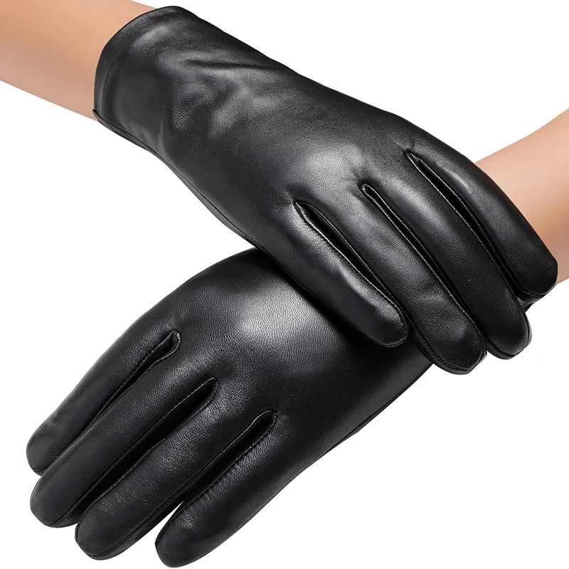 Мода мужская кожаная кожаные перчатки овчины перчатки зимние теплые перчатки черный минималистский стиль мужские кожаные перчатки
