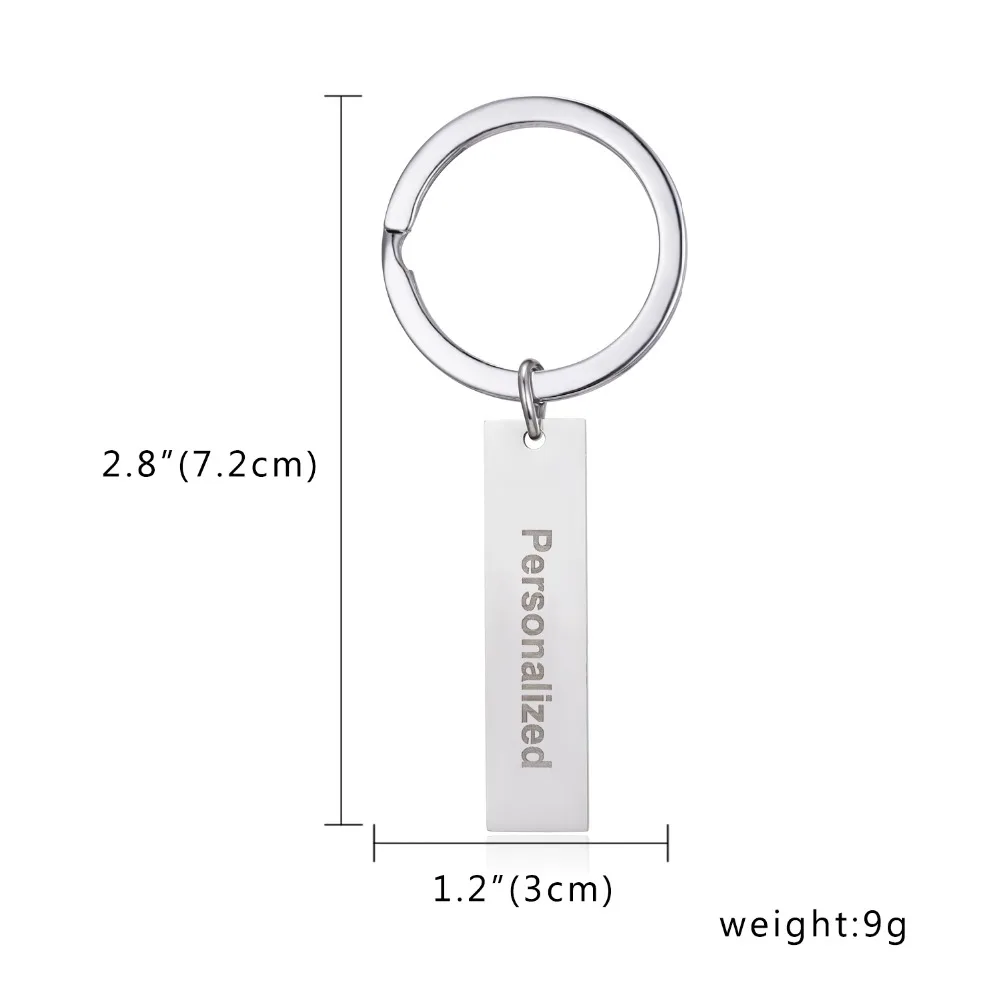 Пользовательские брелоки подарки Выгравированные буквы персонализированные брелоки из нержавеющей стали, безопасный брелок для ключей, парные ювелирные изделия