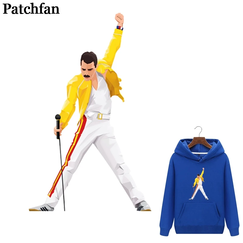 Patchfan Freddie mercury DIY heat press stickers iron on patches Handmade on clothes jacket t shirt thermal transfer A2147