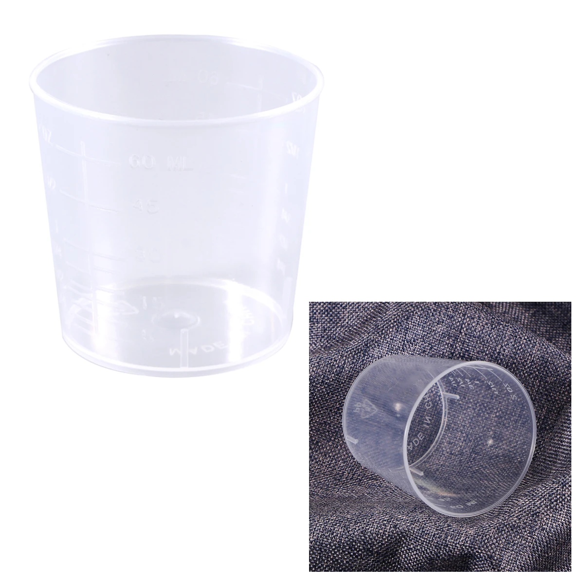 2 шт 60 мл Пластиковые Градуированные стаканы для измерения, измерительные стаканы, лабораторные и кулинарные жидкости, контейнер для Смешивания Краски