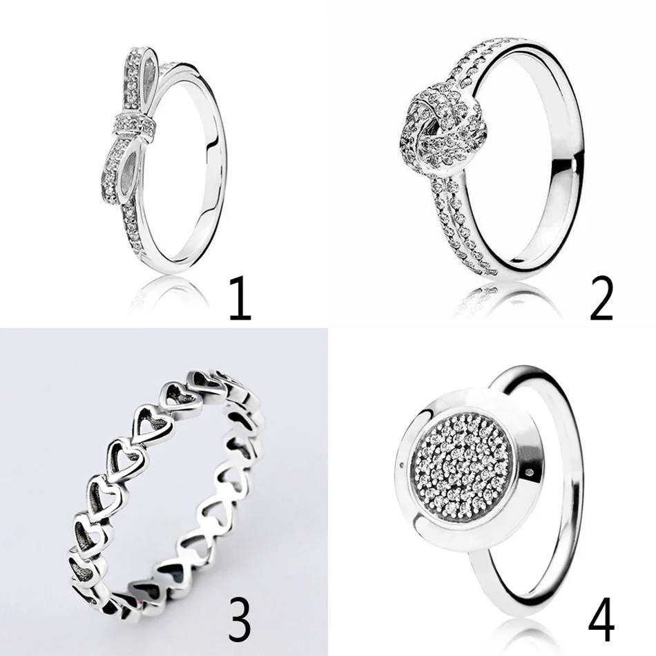 

High Quality 30% Silver Ring for Women Sparkling Bow Sparkling Love Knot Linked Pave For Women Gift fit Lady Fine Jewelry