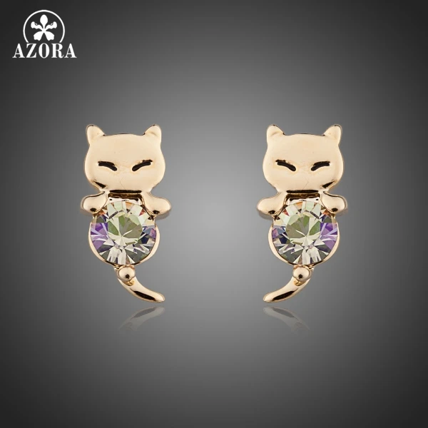 

AZORA Lovely Mouselet Gold Color Stellux Austrian Crystal Stud Earring TE0088