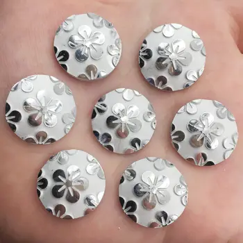 

20PCS Resin silver 20mm Round flower Flat back rhinestone scrapbook DIY Wedding applique ornament crafts SF510*2