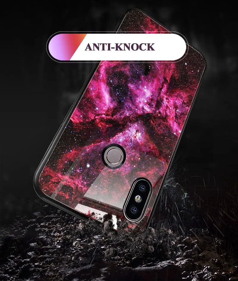 TOMKAS Space Glass Case for Xiaomi Redmi Note 5 6 Pro Cases for Pocophone F1 Silicone Cover Case for Xiaomi Redmi 4X Mi A2 Lite (8)