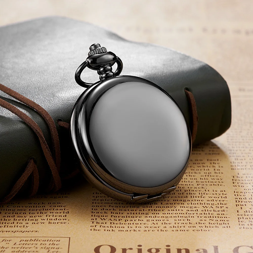 Новая мода OUYAWEI Механические карманные часы мужские полностью стальной черный чехол карманные Fob часы Аналоговые стимпанк Hombre винтажные часы