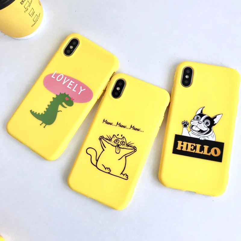 Luxury Phone Case for iphone XS XR XS Max Cartoon animal Dinosaur dog Soft TPU Silicone Cover for iphone X 6 6s 7 8 Plus Case