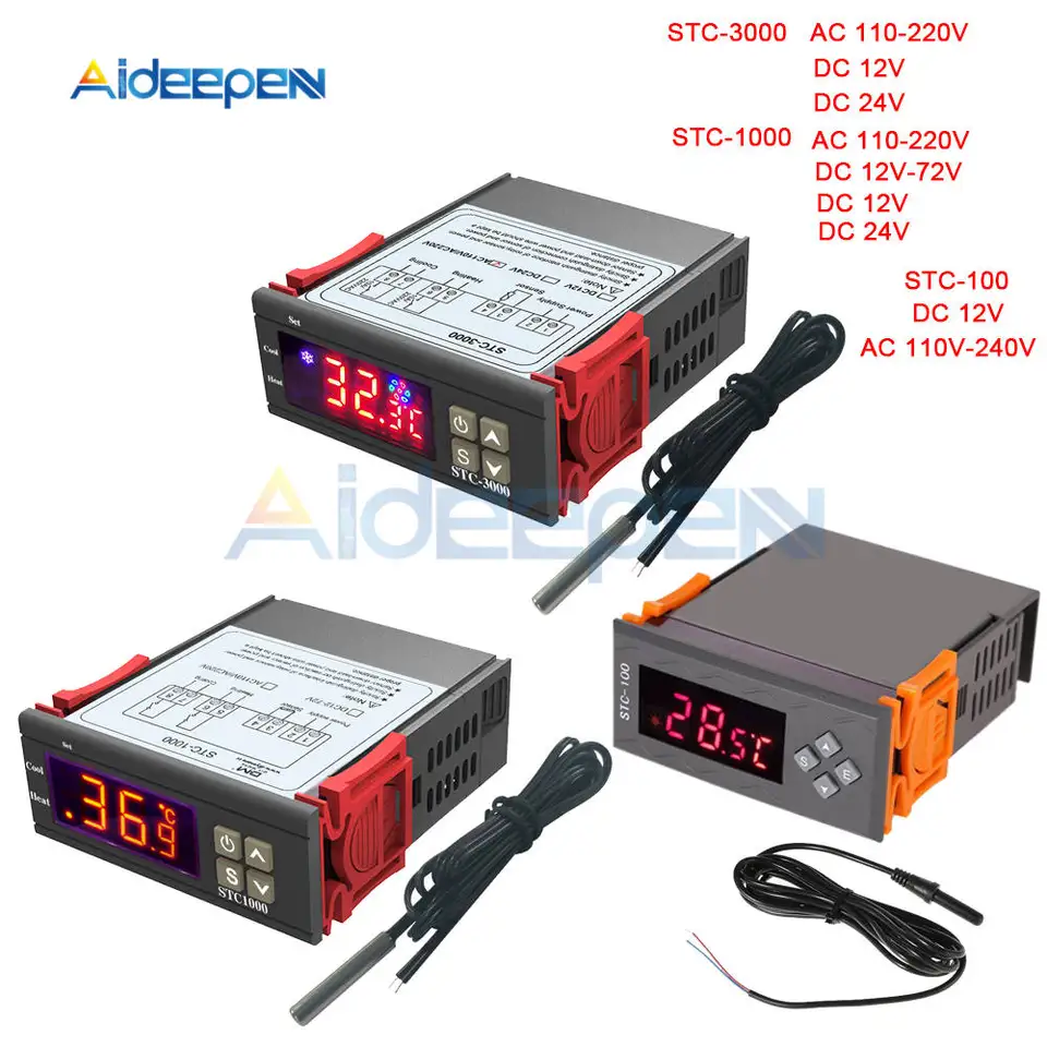 Controlador de temperatura AC 110V-220V pantalla cent/ígrada y Fahrenheit calor//fr/ío termostato digital multiusos STC-1000 con sonda de sensor de temperatura