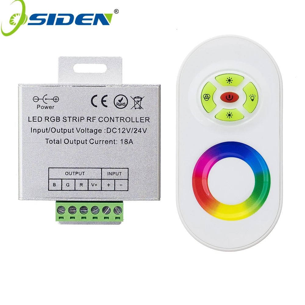 OSIDEN DC 12V-24V  Wireless RF Touch Panel Dimmer RGB Remote Controller 18A RGB Controller for 3528 5050 RGB LED Strip Light