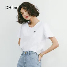 Для женщин повседневные футболки Летние сплошной цвет с коротким рукавом o-образным вырезом С рисунком футболка белого и желтого цвета и синий футболка A690