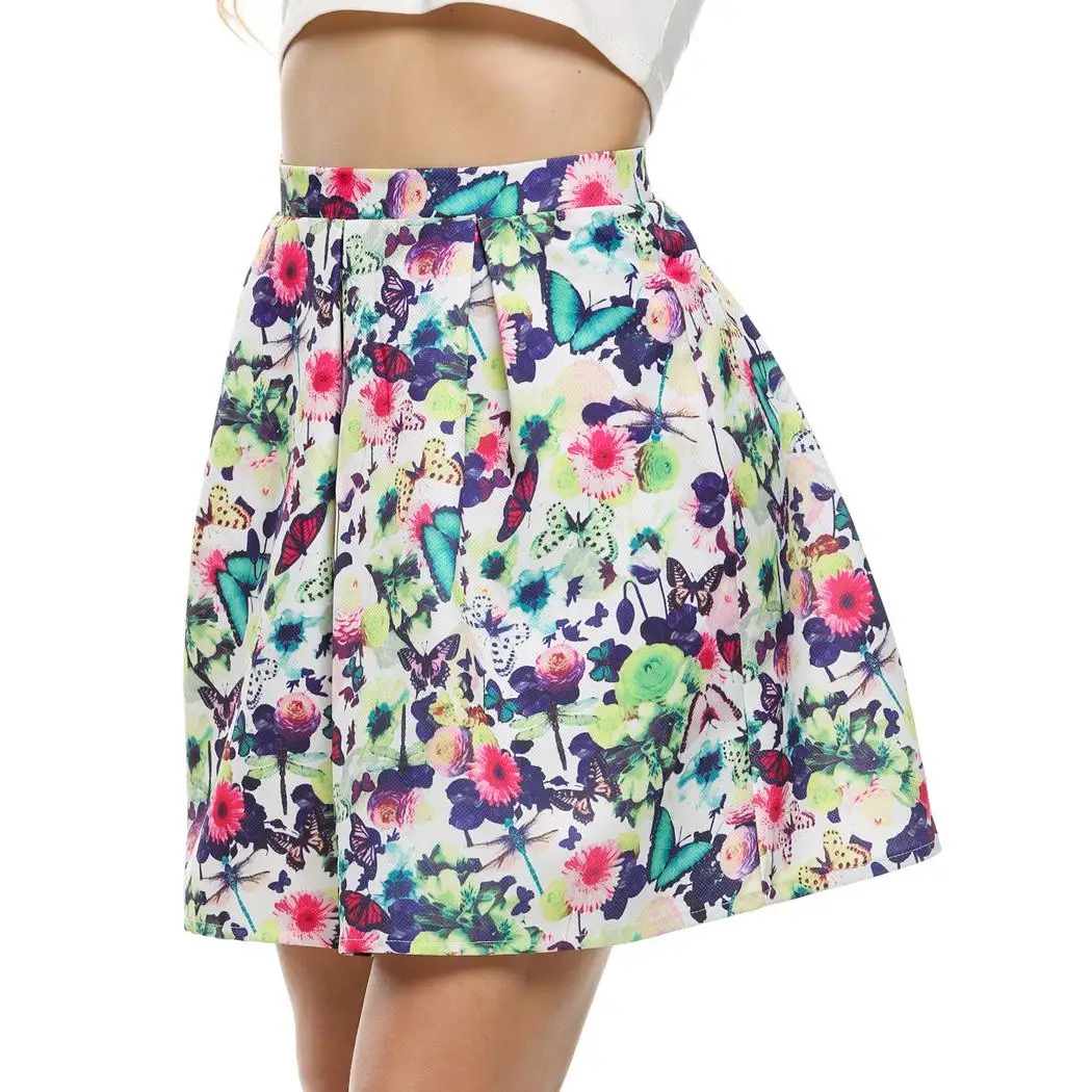 Faldas Для женщин линии мини юбка с цветочным рисунком mujer 2018 Юбка saia Повседневное сладкие летние юбки Для женщин принт