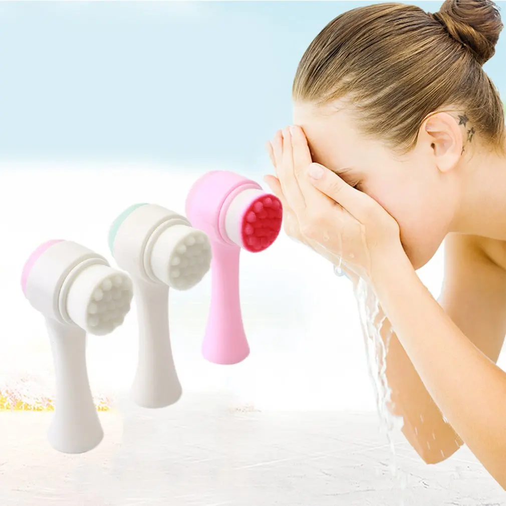 

Double-sided Face Cleansing Brush Soft Silicone Facial Deep Pore Cleaning Brush Anti-bacteria Exfoliating Face Skincare