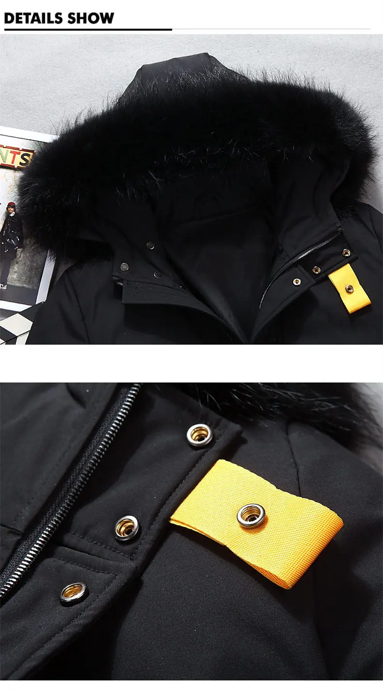 01 VSD Warm Winter Down Jacket Windproof Hooded Collar Men's Parka Male Big Coat Smart Casual Covered Button  (8)