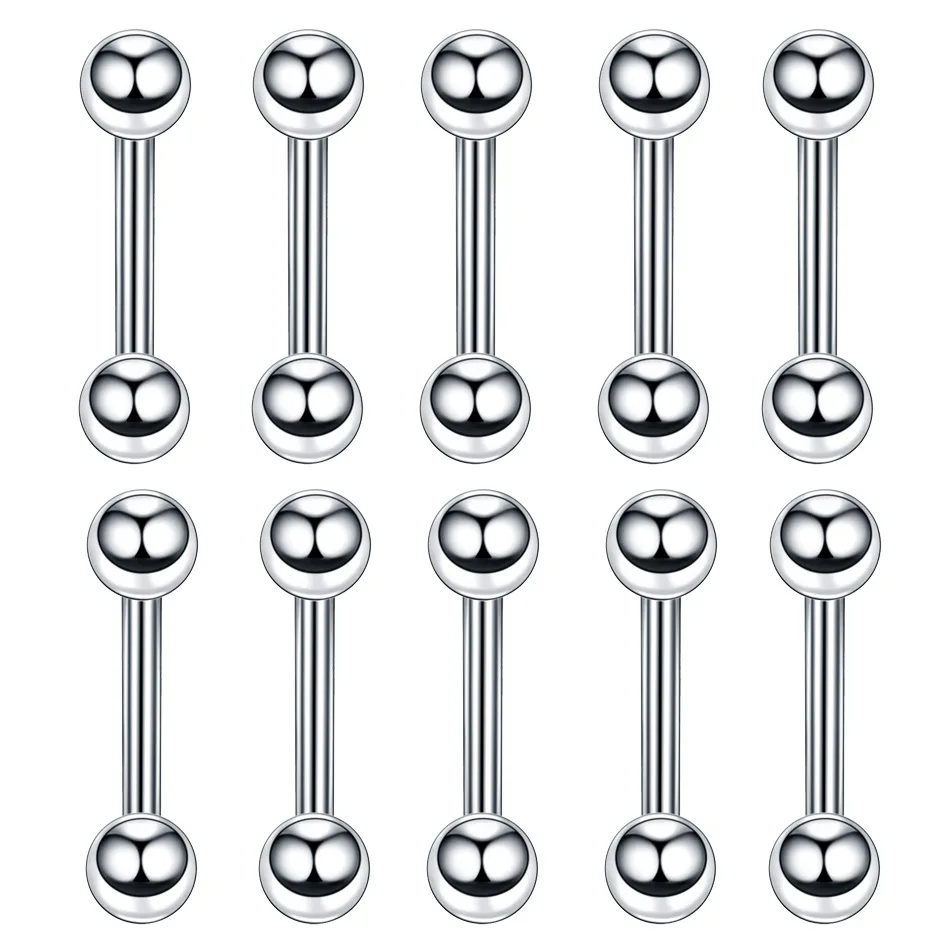 10pcs Stainless Steel Rings Balls 14G 1.6mm Piercing Body Jewelry