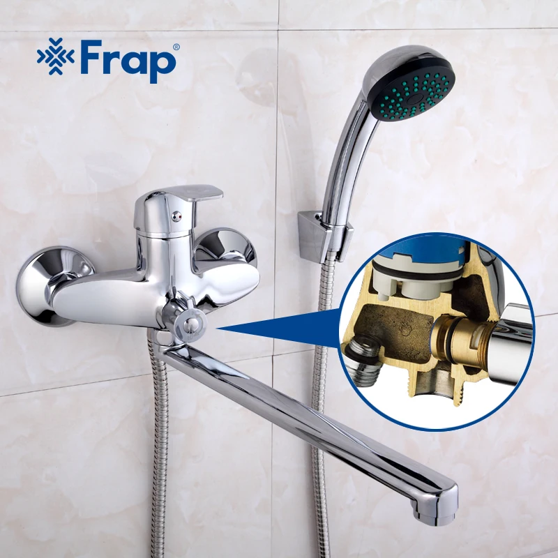 Billige FRAP EIN set 30cm länge outlet gedreht Messing körper Bad dusche wasserhahn Vier griff optionen Badewanne Wasserhahn bad wasser mixer