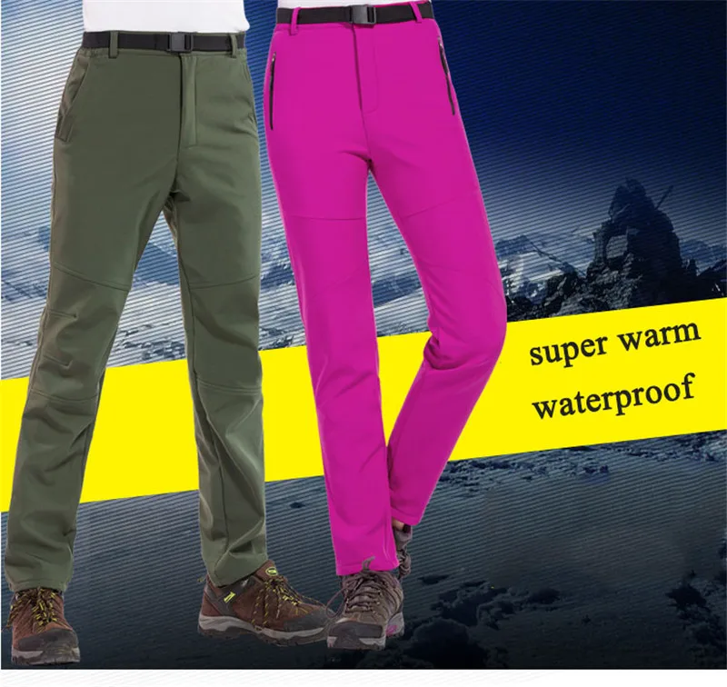Deporte al aire libre hombres mujeres senderismo pantalones invierno Softshell Trekking impermeable Camping escalada esquí Pantalones