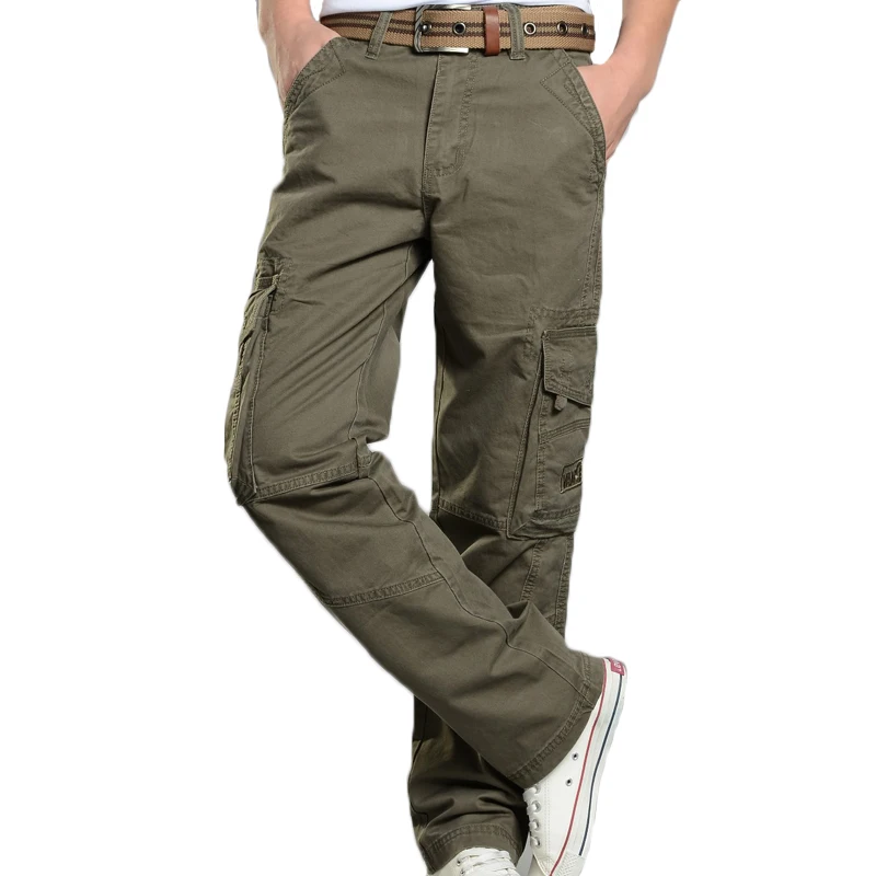 

Men's Casual Pants Baggy Straight Cotton Trousers Pantalones Male Outwear Multi Pockets Combat Military Cargo Tactical Pants