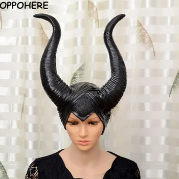 

Women Maleficent Costume Witch Black Horns Mask Halloween Hat New