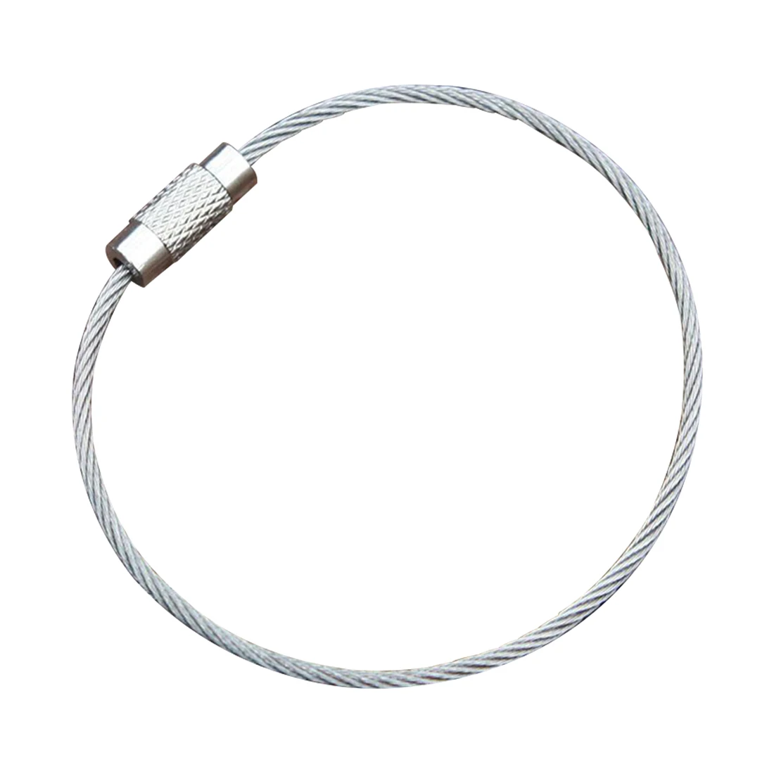 Lock Gadget 5Pcs Stainless Steel Wire Keychain Ring Key Keyring Circle