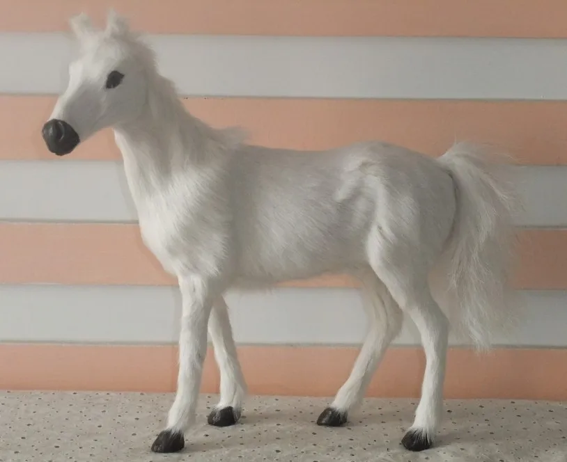 new simulation white horse toy fur& lifelike horse model horse animal doll gift about 28x25cmin