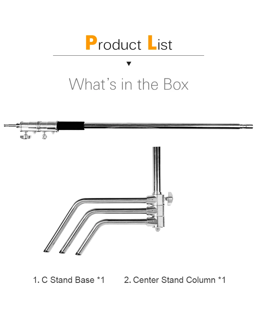 Сверхмощный c-стенд из нержавеющей стали, 5-10 футов 1,5-3 метра Регулируемый фотографический Прочный Штатив для софтбоксов, вспышки, стрелы