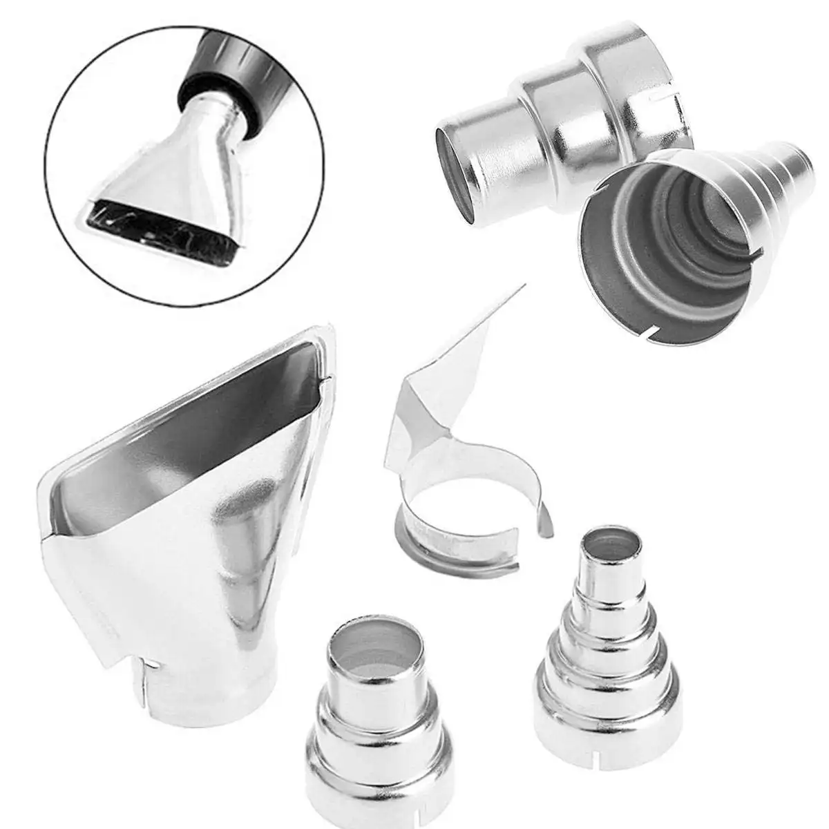 

4Pcs x Air Nozzles Electric Kit Accessories Industrial Tools Shrink Wrap Silver