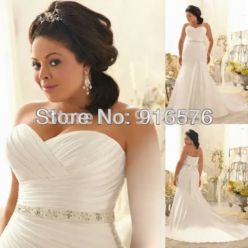 Mermaid Crystal Sash Pleat Sweetheart Lace UP Closure Floor Length Long Plus Size Corset Belt Large Wedding Gowns | Свадьбы и