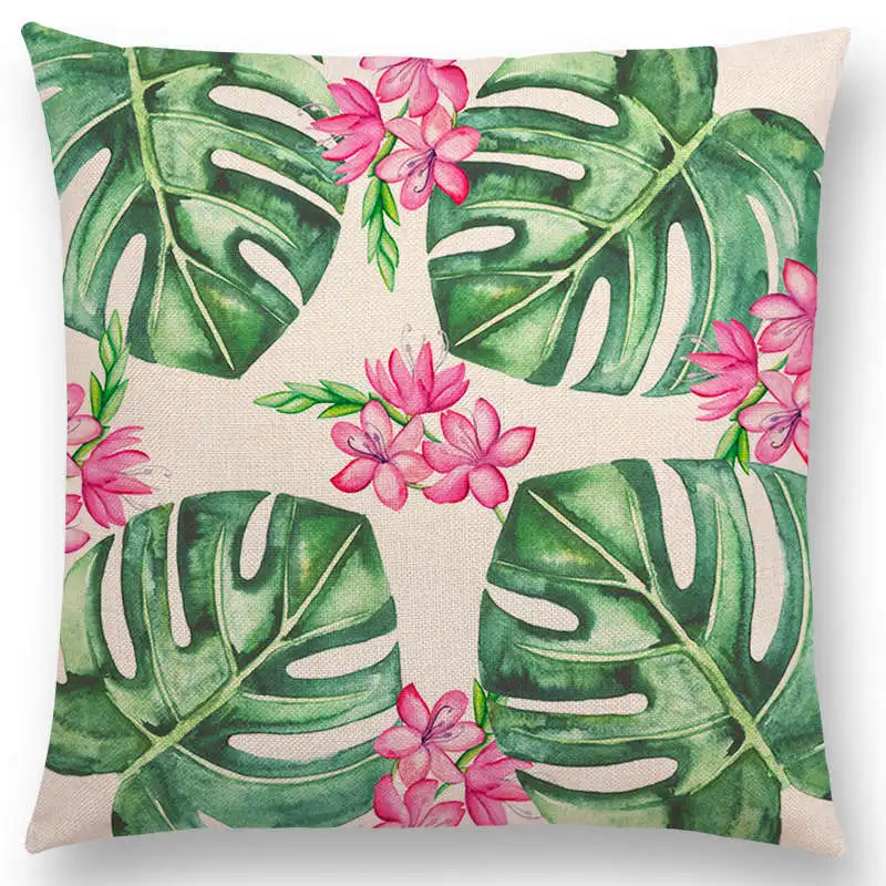 Pastel Tropical Plants Pillow Cover