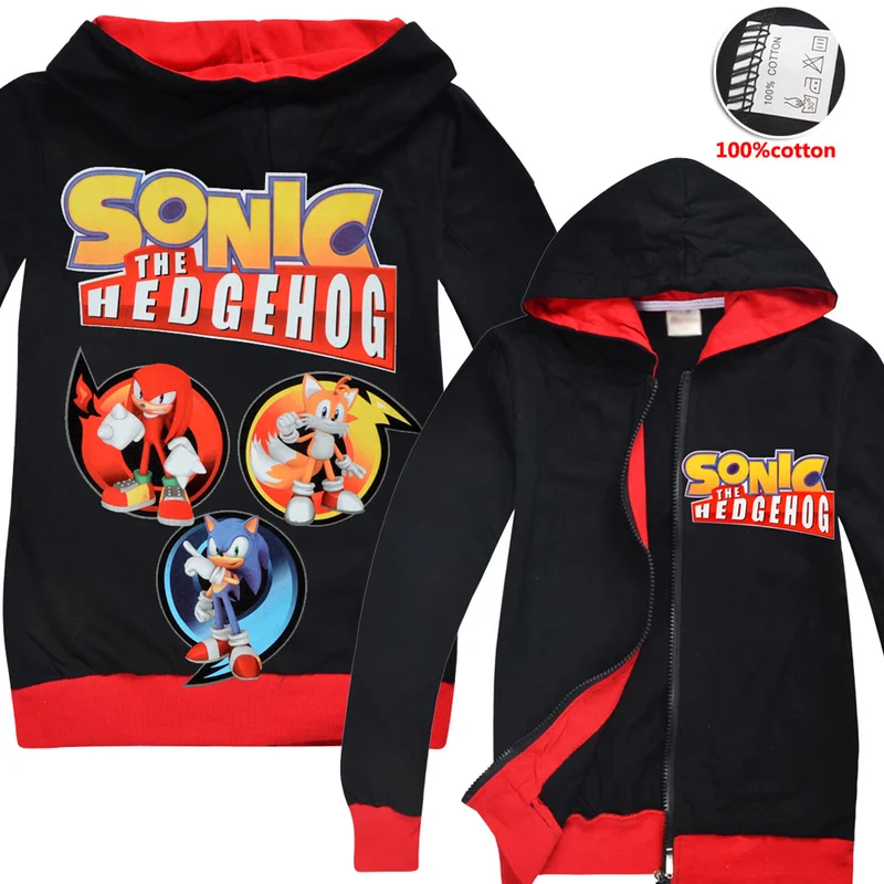 

Boys Sonic The Hedgehog Brother Hoodies Tracksuit Top Kids Christmas jacket Fall Coat outwear Zipper boy Shirts Winter Clothes