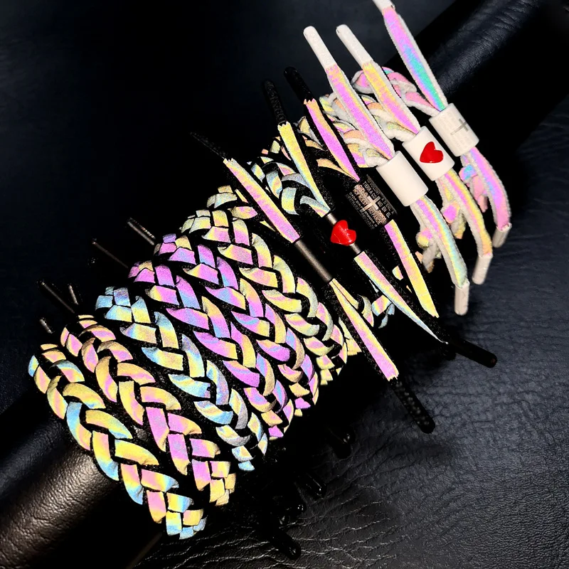 

Modyle Holographic Reflective Bracelet For Men Women Adjustable Lion Head Braided Bracelet Shoelace Bracelet Couple Gift