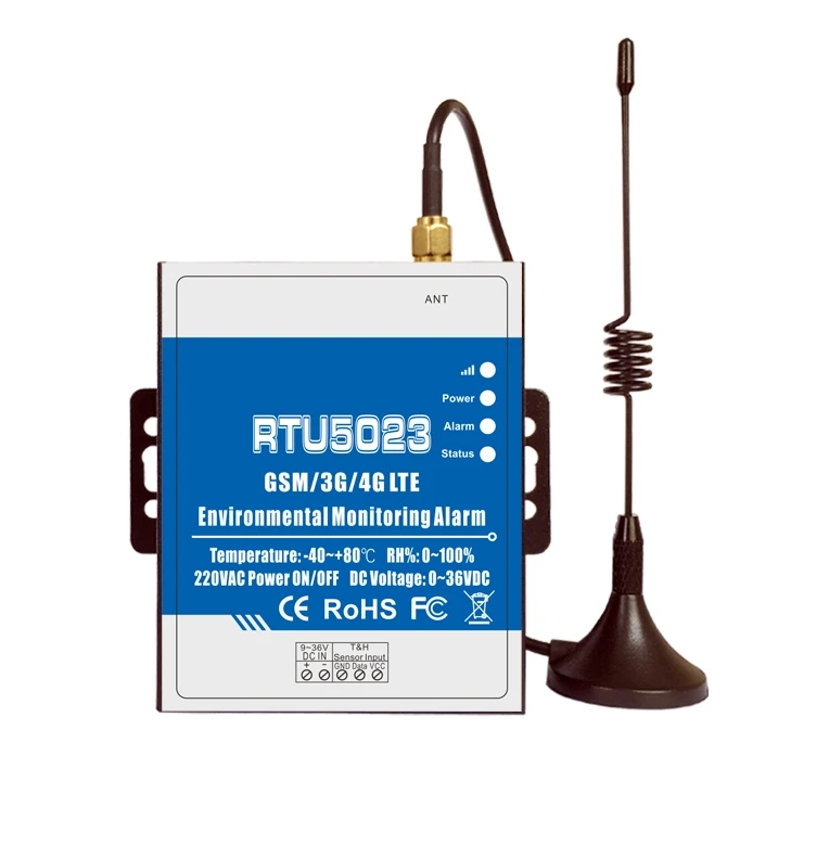 

GSM 3G 4G RTU Temperature Humidity Alarm Lost Alert Remote Monitor Support Timer Report APP Control RTU5023 with Temp Sensor