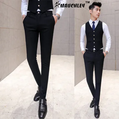 mens black slim fit suit trousers