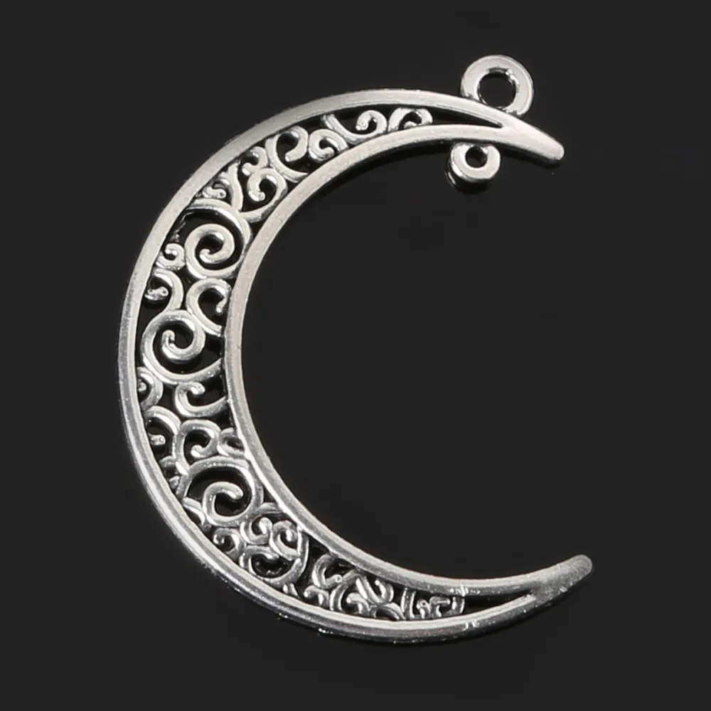 

5pcs 39x30mm Antique silver plating Alloy Moon Pendant Charms