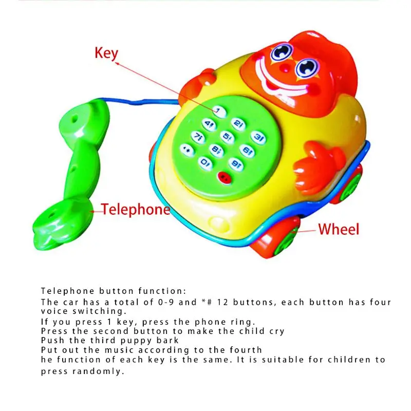 Милые детские звуковые игрушки для малышей, музыкальные автомобильные Мультяшные кнопки, Развивающие игрушки для телефона