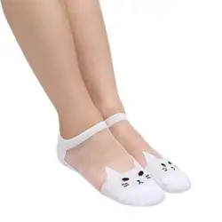 VISNXGI 1 пара носков женские удобные Мультяшные милые хлопковые носки тапочки короткие носки женские короткие носки Новая мода кошка