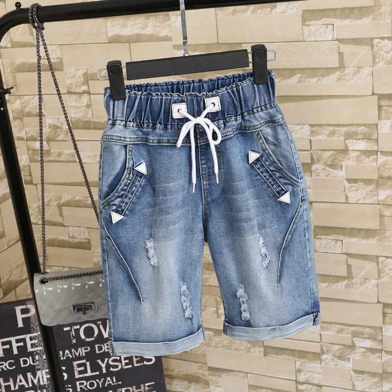 Women's Plus Size Five Points Wide Leg Denim Shorts Light Display