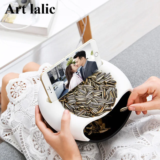 

New Design Plastic Open Double Layer Candy Snacks Dry Fruit Melon Seeds Holder Storage Box Dish Tray Box Home Decor 2017 fashion