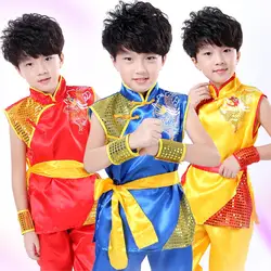 Мальчик/Обувь для девочек Костюмы для народных китайских танцев традиционной китайской одежды костюм кунг-фу Костюмы детская