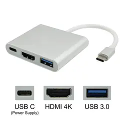 3 в 1 type C USB 3,1 на USB-C HDMI 4K USB 3,0 концентратор кабель цифровой AV многопортовый адаптер для компьютера планшета телевидения Macbook