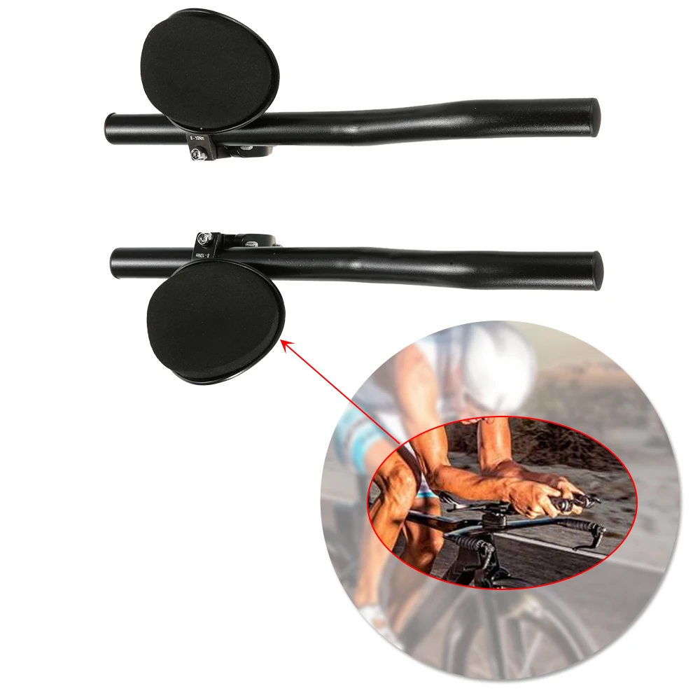 

Bicycle Handlebar MTB Road Bike Trial Triathlon Racing TT Aero Bar Rest Handlebar Aerobar Aluminum Alloy 22mm Black 230g Aerobar