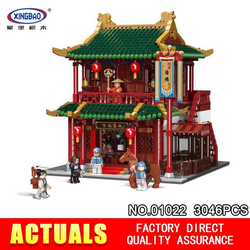 

XINGBAO 01022 3046Pcs Chinese Building Series The Wanfu Inn Set Building Blocks Bricks Educational Toys Model Gifts Assembled