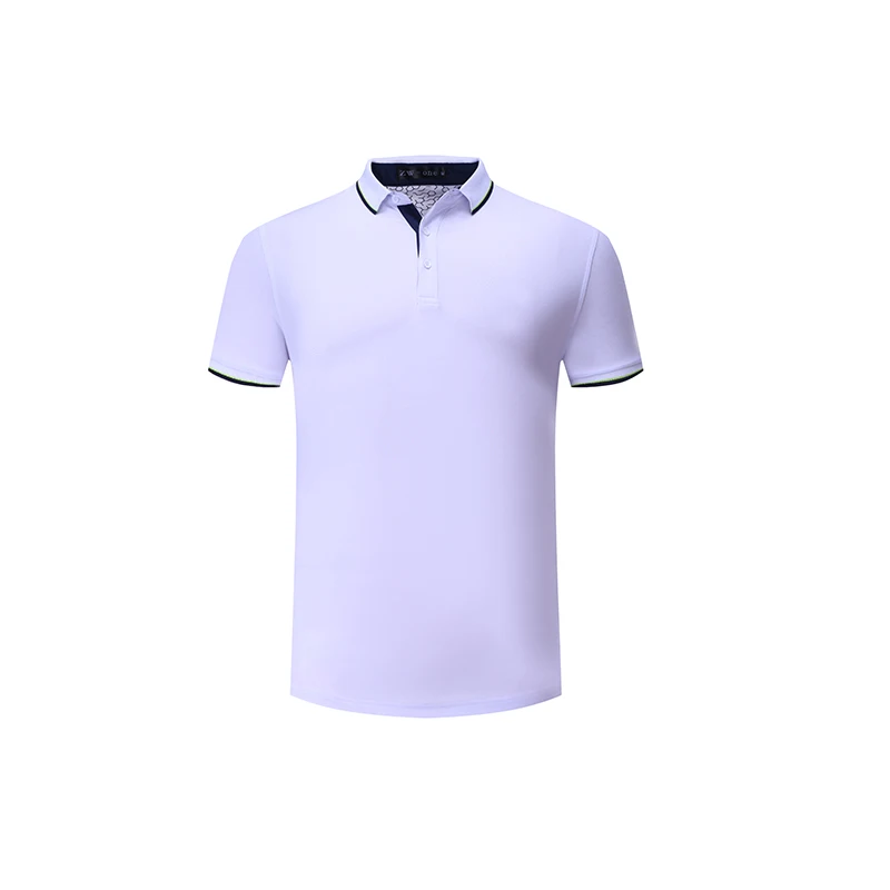 Быстросохнущая рубашка для гольфа для мужчин поло с короткими рукавами теннисные майки Модная рубашка-поло для спорта на открытом воздухе Футболка для бега - Цвет: Белый