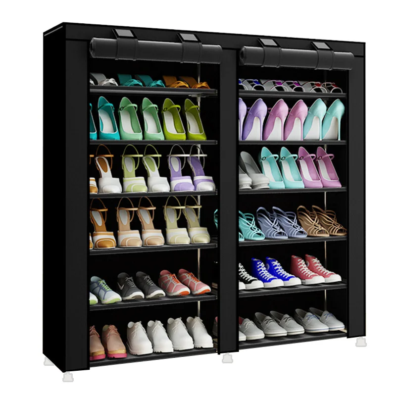 Fashion minimalist creative non-woven double-row home shoes organizer modern shoes cabinet shoes closet multi-purpose shoes rack