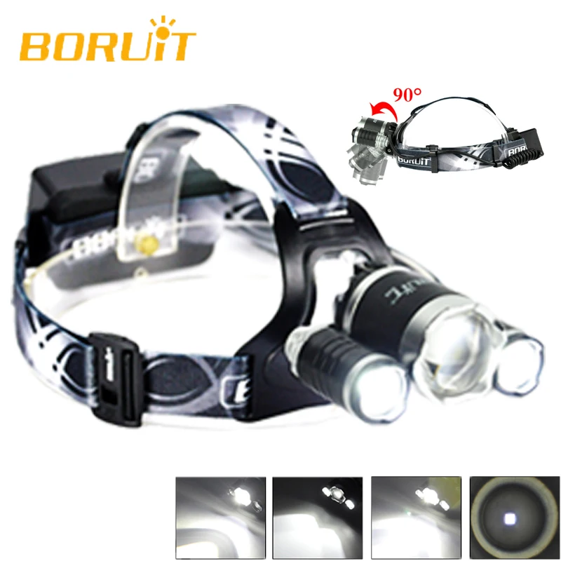 Новый BORUiT B21 Мощный светодиодный налобный фонарь лампа Cree XM L2 + 2xxpe перезаряжаемый