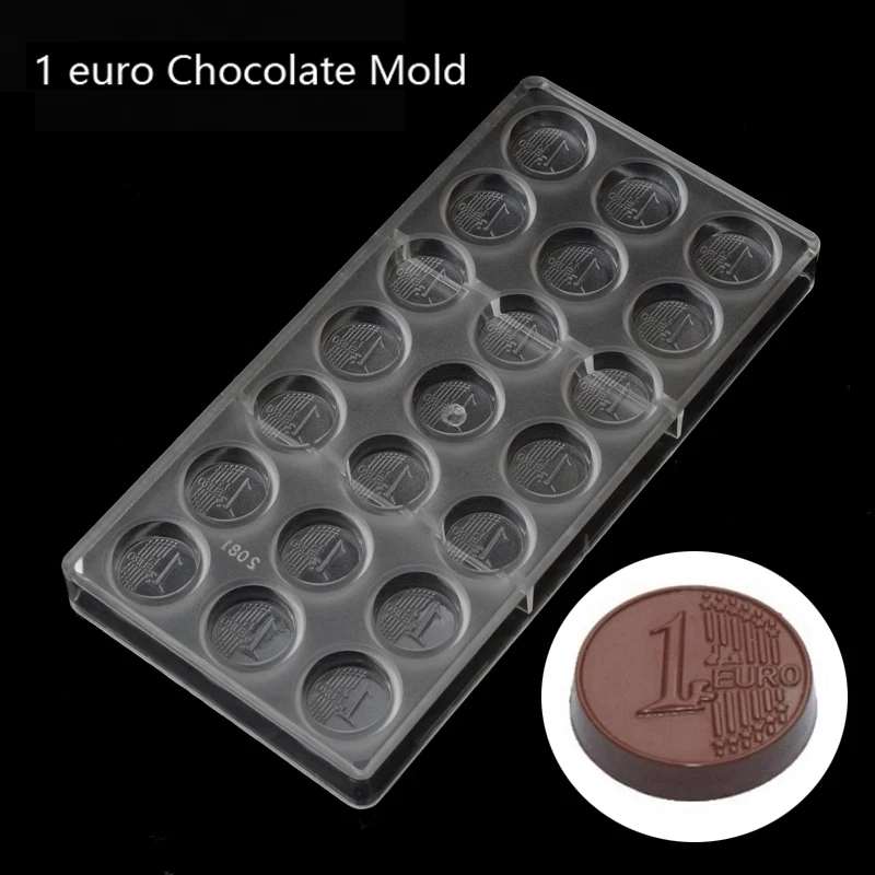 

21pcs 1 euro Chocolate Chocolate Clear Polycarbonate Plastic Mold,Party DIY Handmade Chocolate PC Mold,Chocolate Baking Tools