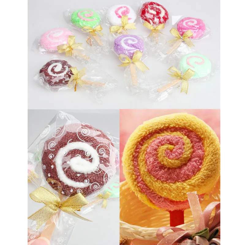 Lollipop Shape Washcloth Fiber Towel Gift Baby Shower Present Bridal Ornament Wedding Party Favor YJS Dropship