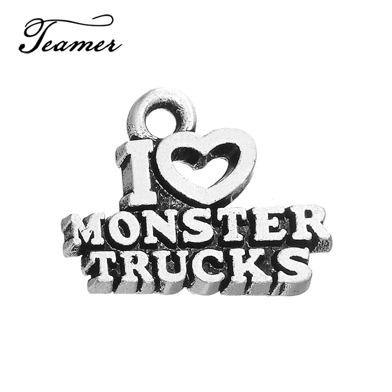 Teamer 20 шт./лот сплав цинка античный серебряный цвет Алфавит I Love Monster Trucks сообщения