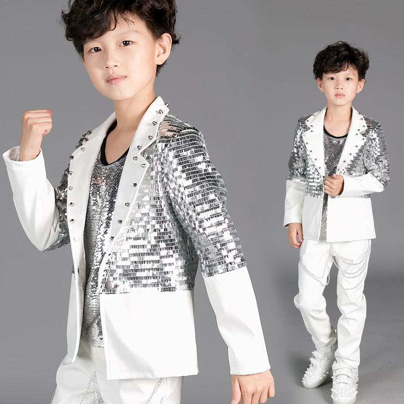 Chaqueta con lentejuelas para niños, trajes de coro de baile de piano, ropa de moderador, clothes|costume stagestage costumes - AliExpress